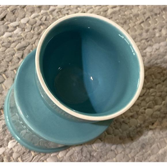 Beurre‎ Butter Dish Crock French Pottery Blue Satin Finish - Picture 7 of 7